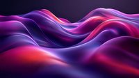 Flowing abstract waves in vibrant purple and red gradient colors create dynamic movement against dark background, suitable for modern tech and luxury designs.