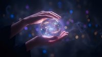 Hands protecting glowing Earth globe with network connections against dark background with bokeh lights for environmental conservation concepts.