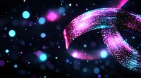 Futuristic digital wave with glowing particles and bokeh lights on dark background for technology presentations and modern design projects.