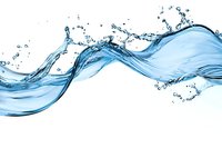 Dynamic blue water wave with splashing droplets isolated on white background for refreshing design projects and beverage advertising campaigns.