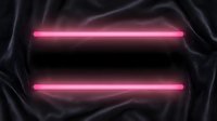 Two glowing neon pink horizontal tubes on dark draped fabric background. Modern, contemporary design element suitable for graphic design, web design, and digital art projects.
