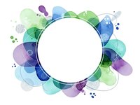 Abstract colorful circle frame with overlapping geometric shapes in blue green purple tones for modern design projects and creative presentations.