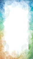 Watercolor ocean coral reef frame with white center space for text, marine underwater border design for invitations and greeting cards.