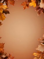 Autumn maple leaves frame creating border on warm brown background with copy space in center, seasonal fall nature composition for greeting cards and designs.