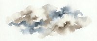 Abstract watercolor cloud formation in soft gray and brown tones on white background, perfect for modern interior design and artistic projects.