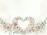 Watercolor floral heart wreath with dusty pink roses and green leaves on soft pastel background, for wedding invitations and cards.