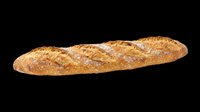 Crusty artisan baguette loaf isolated on transparent background, ready for bakery menus, food packaging, restaurant designs, print-on-demand products, and culinary graphics.