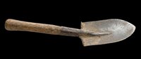 Rustic old garden trowel with wooden handle, isolated on transparent background, ready for T-shirt design, stickers, clipart, print on demand, and sublimation projects.