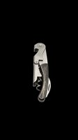 Stainless steel sommelier corkscrew with foil cutter and bottle opener, isolated on transparent background. Great for restaurant menus, stickers, and print on demand.