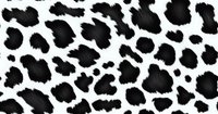 Black and white spotted animal print pattern with irregular shapes on white background creates classic dalmatian or cow hide effect. Seamless repeat for fabric design.