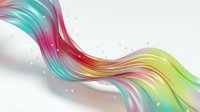 Vibrant rainbow wave with flowing multicolored ribbons and sparkling particles on white background for modern digital design and creative projects.