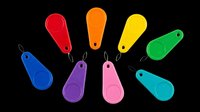 Colorful remote control clickers arranged in a circle on transparent background, ready for design use on t-shirts, stickers, clipart, print-on-demand products, and sublimation projects.