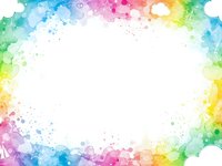 Colorful watercolor paint splashes frame border with white center space for text or design elements on isolated background.