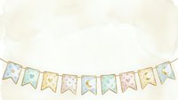 Pastel bunting banner with moon and star motifs strung on twine, isolated on white background, ready for nursery decor, baby shower invitations, greeting cards, and celebratory event designs.
