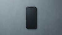 Black smartphone with blank screen on gray background, isolated and ready for app mockups, web design, and digital marketing materials.