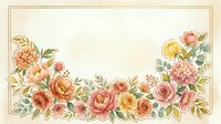 Watercolor floral frame with roses and peonies in soft peach and pink tones on a cream background, perfect for wedding cards.