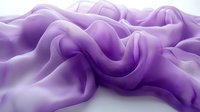 Elegant flowing purple silk fabric with soft waves and folds creating abstract curves and graceful movement against light background.
