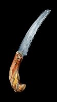 Watercolor pruning saw with wooden handle, isolated on transparent background. Great for gardening clipart, stickers, t-shirt design, print on demand, and sublimation projects.