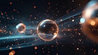 Glowing transparent spheres floating in dark space with light rays and bokeh effects create mystical cosmic atmosphere for fantasy backgrounds.