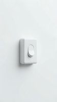 White toggle light switch mounted on neutral wall, featuring modern minimalist design with soft shadows for residential and commercial interior applications.