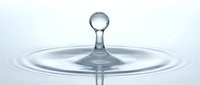 Water drop splash with perfect sphere droplet and circular ripples on clean white background isolated for design projects.