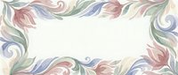 Elegant floral border frame with soft pastel colors and flowing ornamental leaves on cream background for wedding invitations and decorative designs.