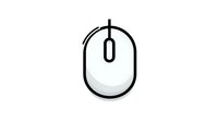 Computer mouse icon in minimalist black and white style with clean lines and simple geometric shape on isolated background for digital interface design.