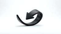 Black curved arrow pointing upward isolated on white background, suitable for web design, user interface elements, directional graphics, and business presentations.