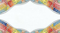 Colorful alphabet blocks frame white center space, isolated on transparent background, ready for design use on posters, educational materials, and children's products.