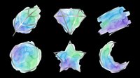Watercolor geometric shapes with gradient colors in blue, purple, and green tones isolated on transparent background. Perfect for t-shirt designs, stickers, clipart, sublimation, and print-on-demand products.