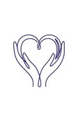 Caring hands forming heart shape in continuous line art style on white background for charity and love concepts.