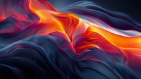 Abstract flowing waves in vibrant orange and deep navy blue create dynamic movement against dark background, modern artistic design for creative projects.