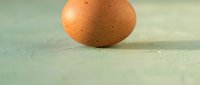Fresh brown chicken egg on light wooden surface for cooking and baking recipes.