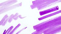 Purple and violet marker strokes and brush marks on white background, isolated design element for graphic projects, art supplies, creativity concepts, and educational materials.