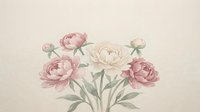 Soft pink and cream ranunculus flowers with green stems on textured beige background for wedding invitations and romantic designs.
