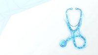 Blue stethoscope medical instrument on white background for healthcare design and doctor consultation materials.