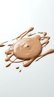 Liquid foundation splash in warm beige tone isolated on white background, suitable for cosmetics, beauty, skincare, and makeup advertising campaigns.