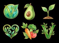 Organic vegetable and plant icons isolated on transparent background, ready for t-shirt design, clipart, stickers, print-on-demand products and sublimation projects.