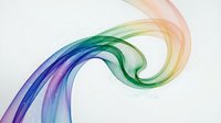Abstract colorful smoke swirl with rainbow gradient flowing in elegant curved motion on white background for creative design projects.