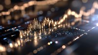 Digital cityscape emerging from circuit board with glowing skyscrapers and electronic components representing smart city technology and urban innovation.