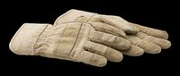 Pair of beige work gloves isolated on transparent background, ready for design use on t-shirts, clipart, stickers, print-on-demand products, and sublimation projects.