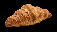 Golden croissant isolated on transparent background, ready for bakery designs, food packaging, menu graphics, t-shirt prints, stickers, and print-on-demand products.