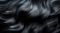 Luxurious black wavy hair texture with silky smooth curves and glossy shine, creating elegant flowing pattern for beauty and fashion industry use.