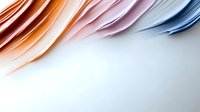 Elegant curved layers in coral pink and dusty blue tones create gentle waves against white background, suggesting modern minimalist design and smooth transitions.