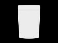 Blank stand-up pouch with zipper isolated on transparent background, ready for packaging design, product mockups, sublimation, print-on-demand, and branding applications.