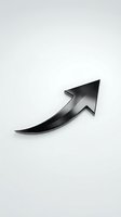 Black curved arrow pointing upward on white background isolated for business growth and success concepts.