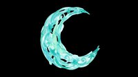 Watercolor teal crescent moon with swirls and stars, isolated on transparent background. Great for stickers, t-shirt design, print on demand, and sublimation.