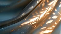 Abstract golden light streams with sparkling particles creating dynamic flowing motion against dark blue background for modern digital design projects.