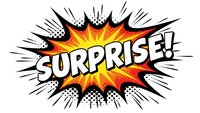 Comic book explosion burst with surprise text in retro pop art style featuring dynamic rays and halftone dots on white background for graphic design.