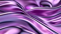 Flowing purple silk fabric with elegant waves and folds creates luxurious abstract background pattern with smooth metallic sheen and dynamic movement.